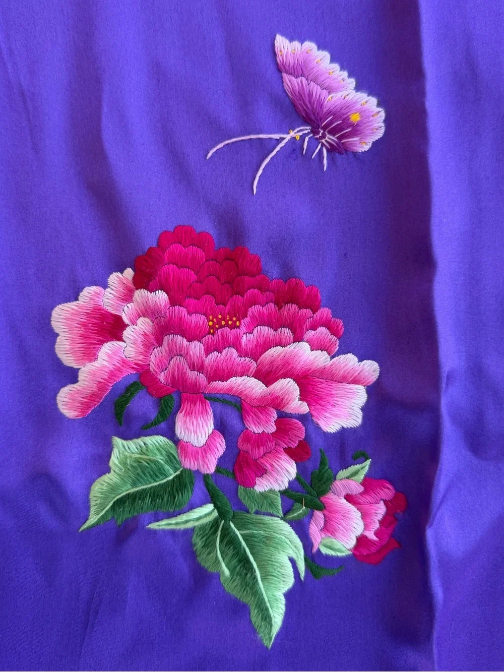 Purple Floral Embroidered Scarf Wrap